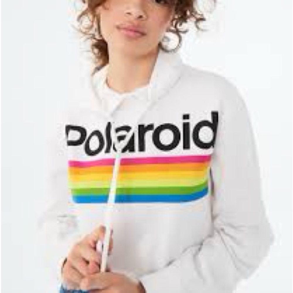 Aeropostale Polaroid Cropped Hoodie Sweatshirt Size Medium Retro Throwback K6